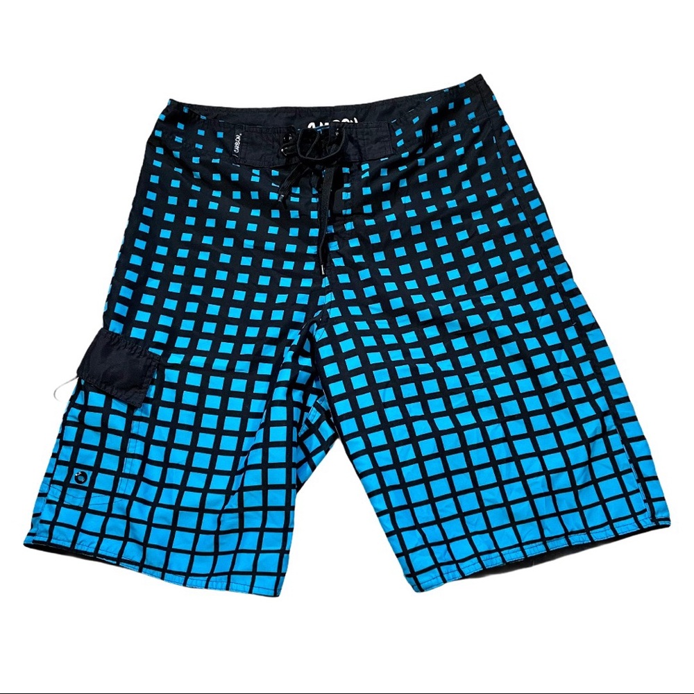 Carbon Blue Black Pattern Board Shorts Summer